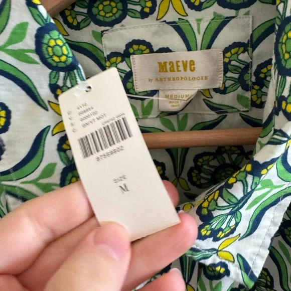 Anthropologie - Maeve Green and Yellow Floral Top - Size M (NWT) - Picture 2 of 6